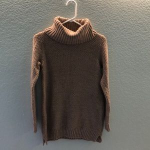 tan, turtleneck sweater